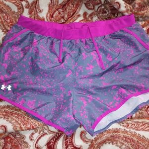 Under Armour Women’s Gray Athletic Shorts with Hot Pink Accents
